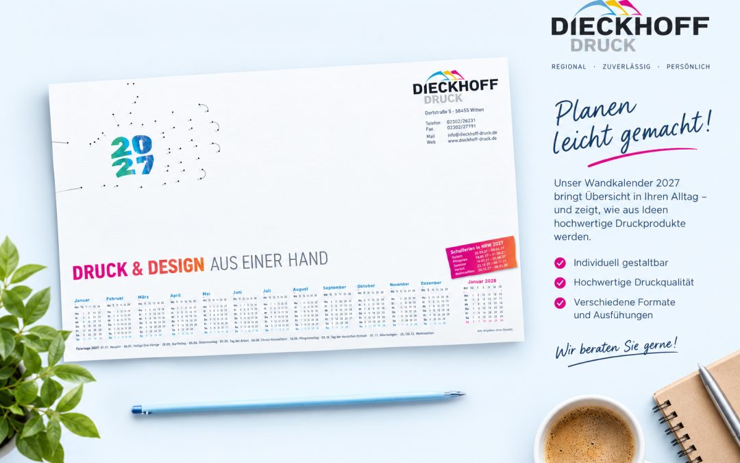 Kalender 2027: Werben, das ganze Jahr präsent bleibt